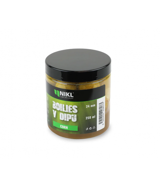 Boilies v dipe NIKL Corn 250ml